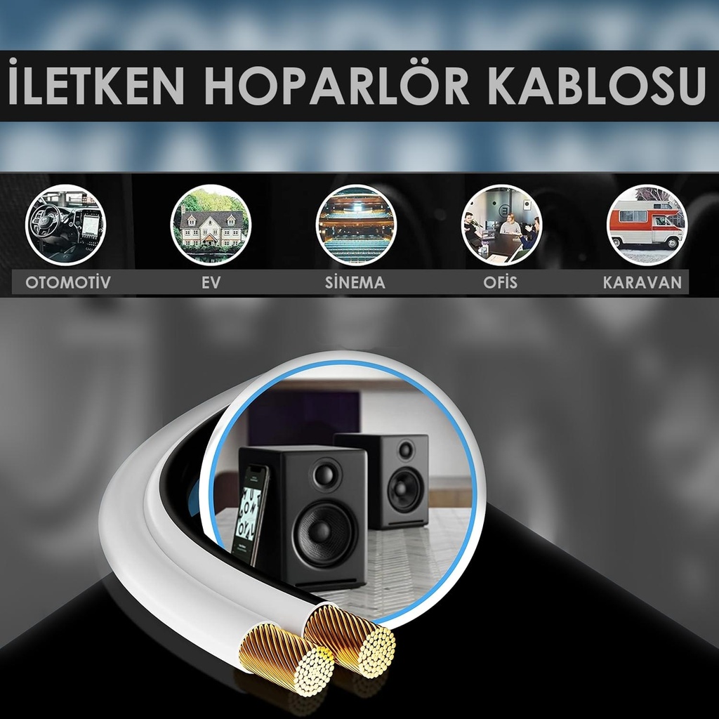2x0.22 Hoparlör Kablosu Kordon Beyaz 100mt Poke Pk-1160