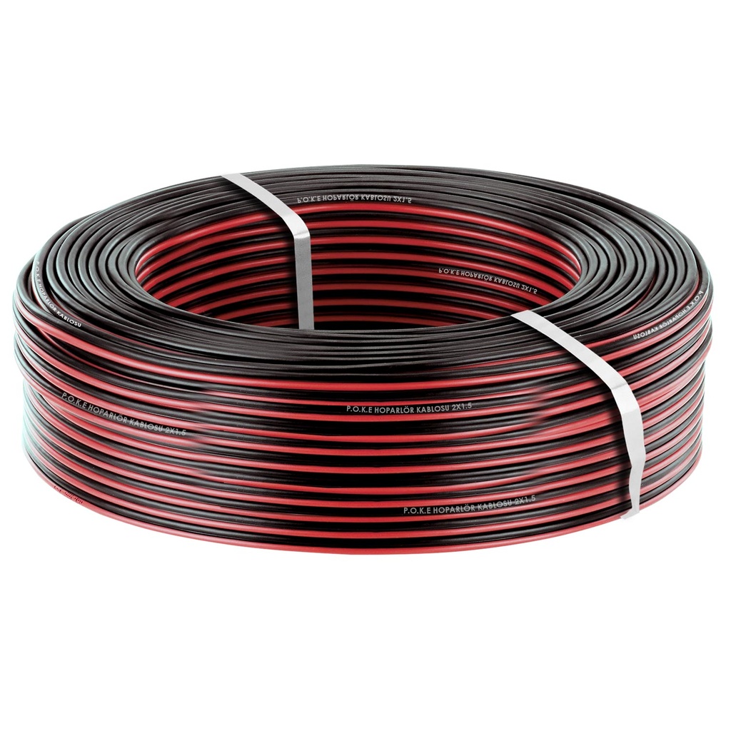 2x1.5 Hoparlör Kablosu Siyah Kordon 100mt Poke PK-1175