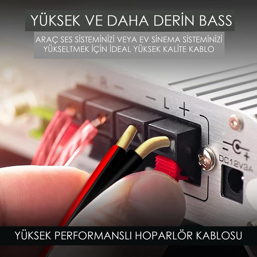 2x1.5 Hoparlör Kablosu Siyah Kordon 100mt Poke PK-1175