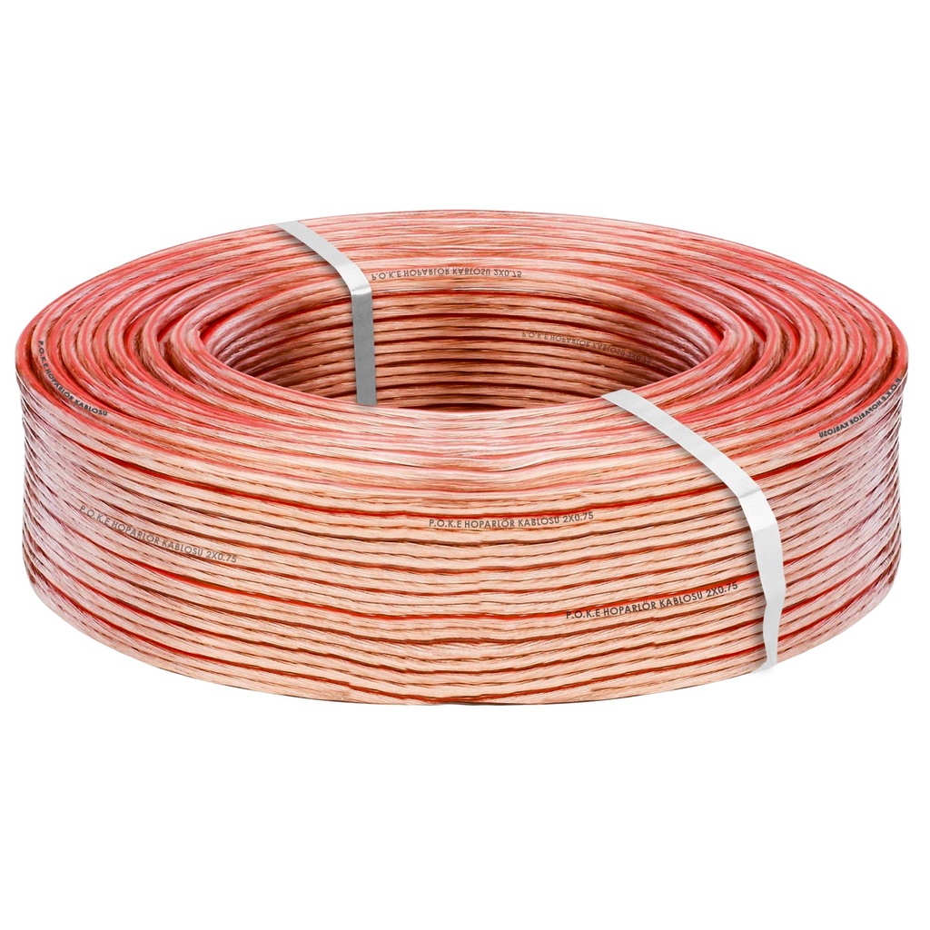 2x0.75 Hoparlör Kablosu Şeffaf Kordon 100mt Poke Pk-1170