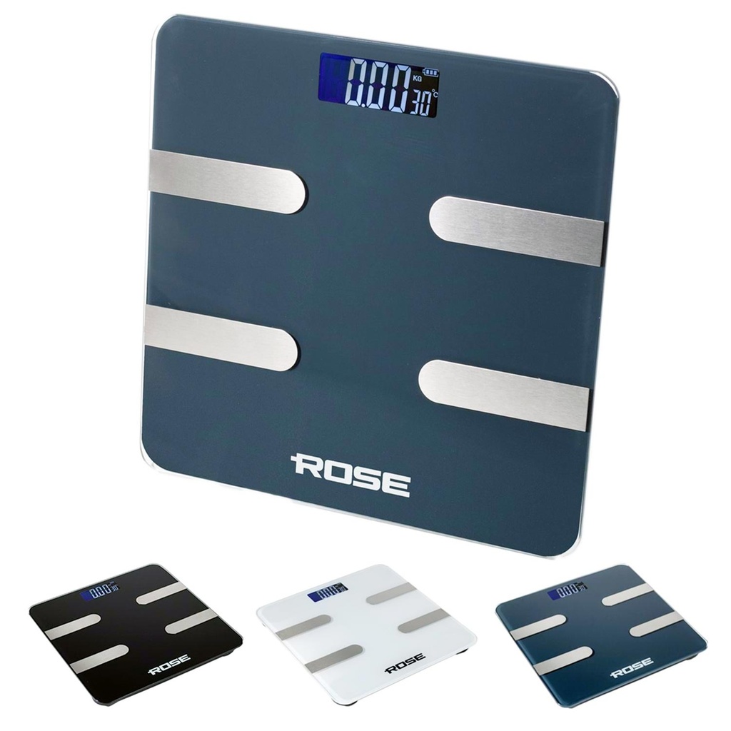 Dijital Baskül Tartı Akıllı Yağ Ölçer Bluetooth Telefon Uygulamalı Rose RB-201