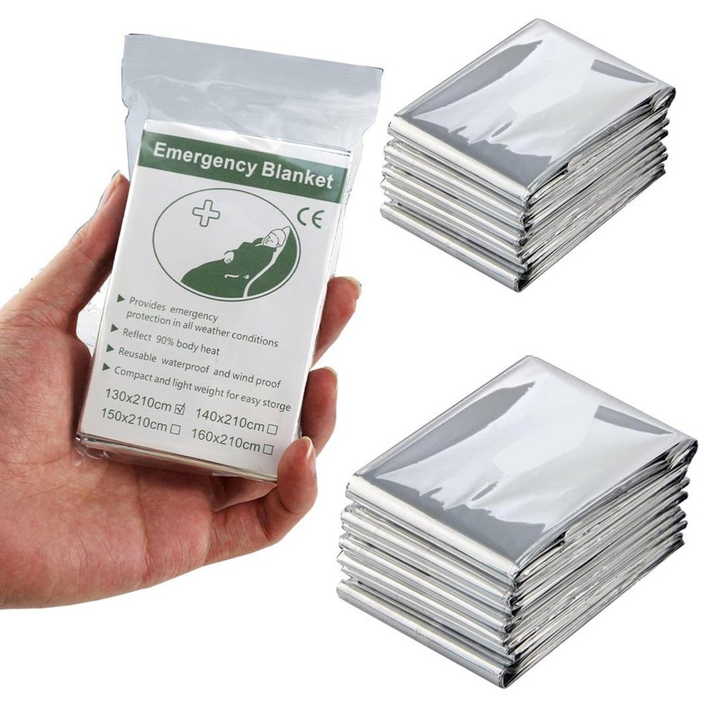 Soğuk Sıcak Tutan Çift Taraflı Gümüş Acil Durum Battaniyesi 130x210cm