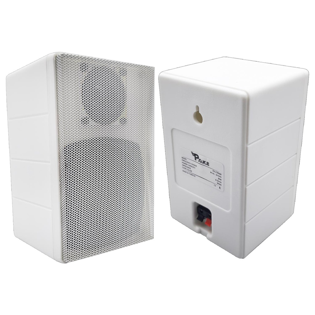 Sütun Hoparlör Dış Mekan 10cm 20w Beyaz 2 Adet Universal Poke PK-CTR4W