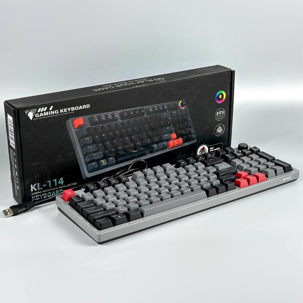 Oyuncu Kablolu Klavye Q Türkçe RGB Led ABS Mekanik Ses Düğme Kontrol Jedel KL-114