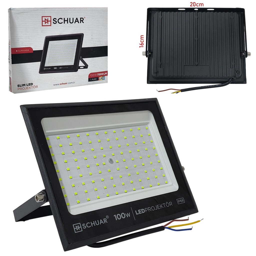 Led Projektör 100w 7200lm Yeşil Bahçe Çim Aydınlatma Metal Kasa 108Ied Ip66 Schuar SC-100