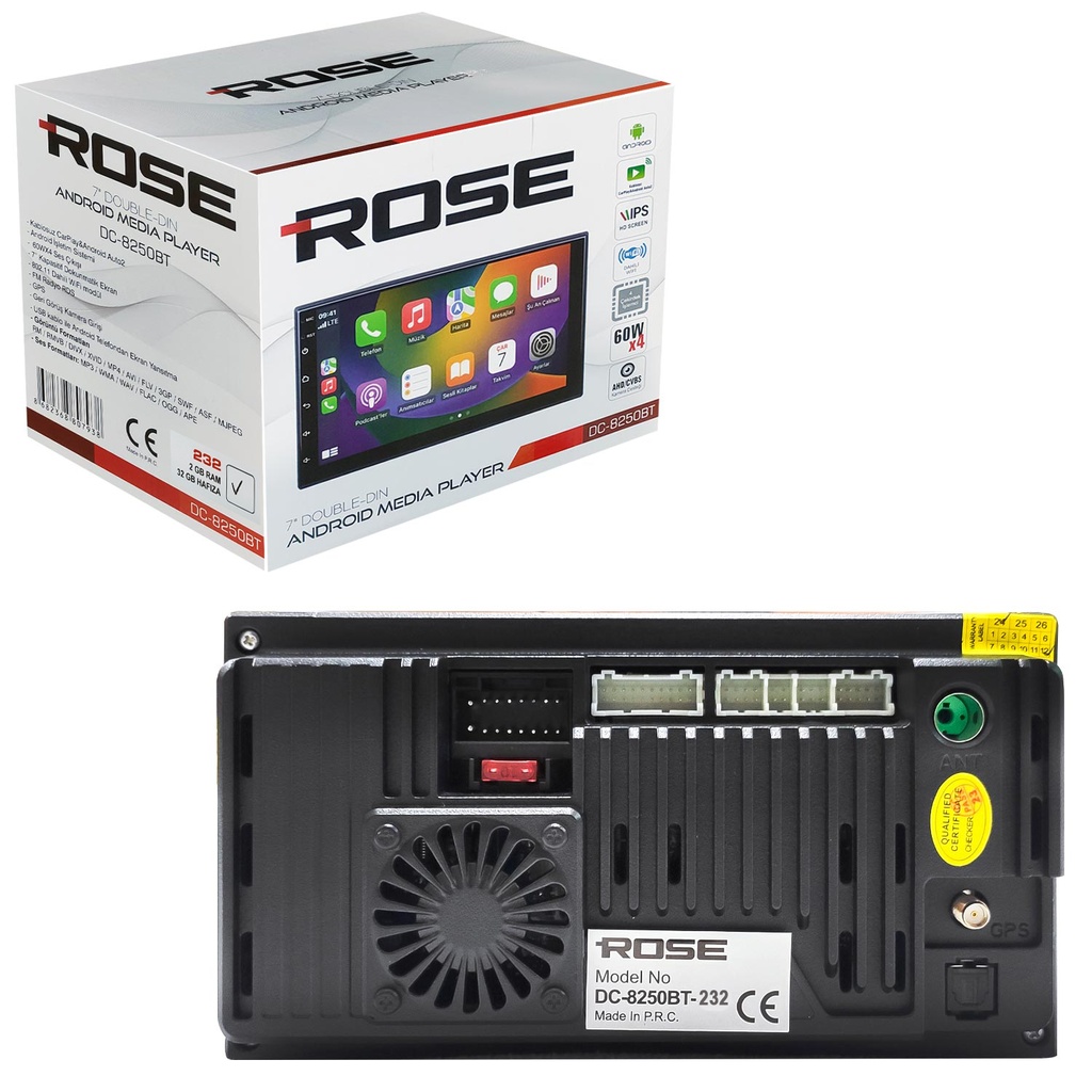 7" Double Teyp 2-32 Kameralı Rose DC-8250BT-232