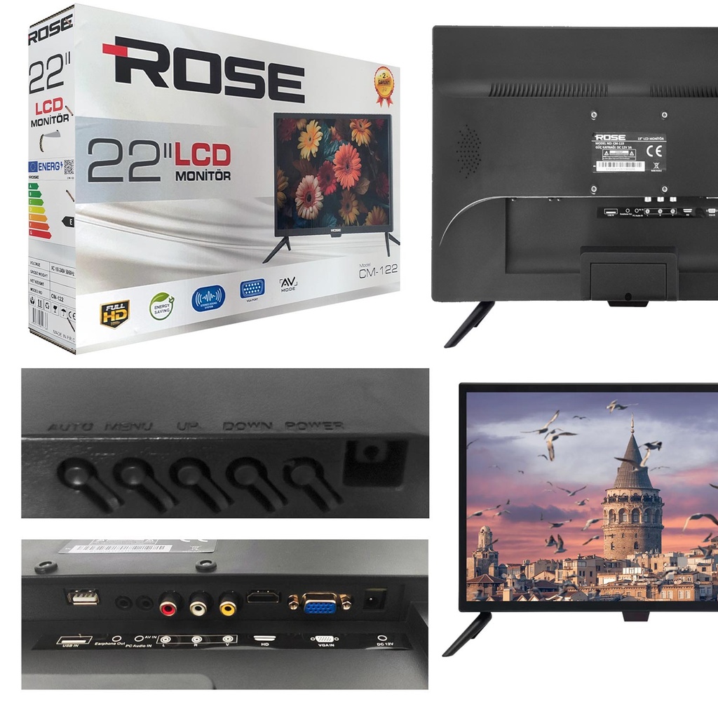 22'' Hd Lcd TV Monitör 55 Ekran Kumandalı 12v Rose CM-122