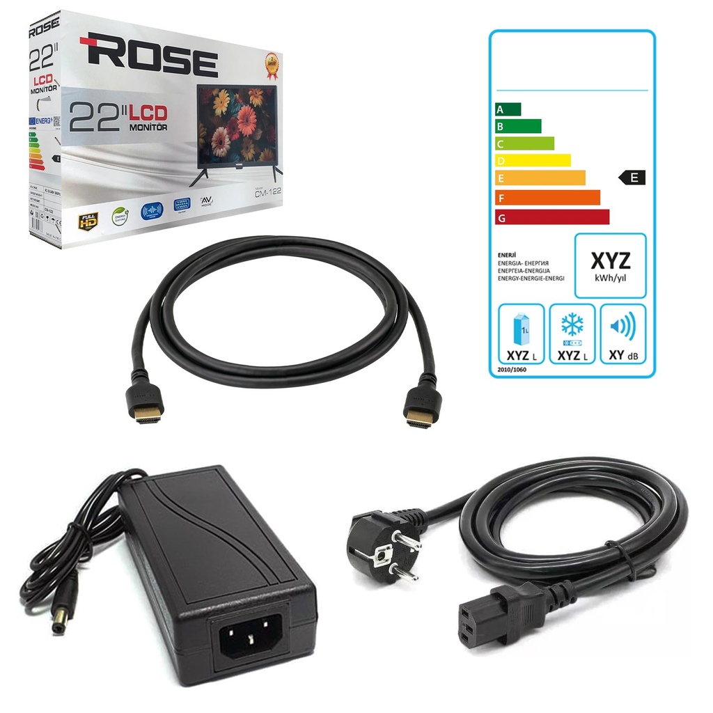 22'' Hd Lcd TV Monitör 55 Ekran Kumandalı 12v Rose CM-122