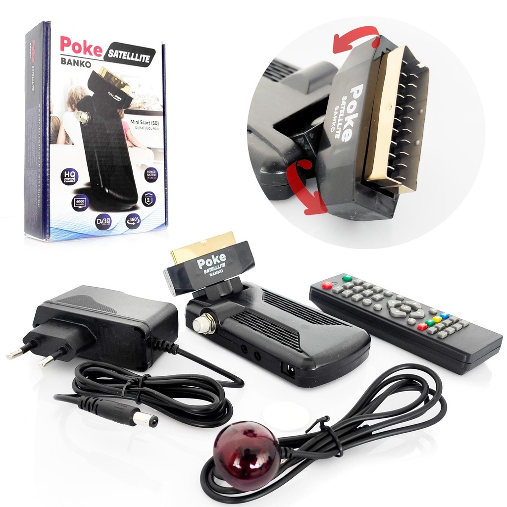 Mini Scart Sd Dijital Uydu Alıcı HQ TKGS Çift Kumanda Birebir Değişim PokeSat Banko