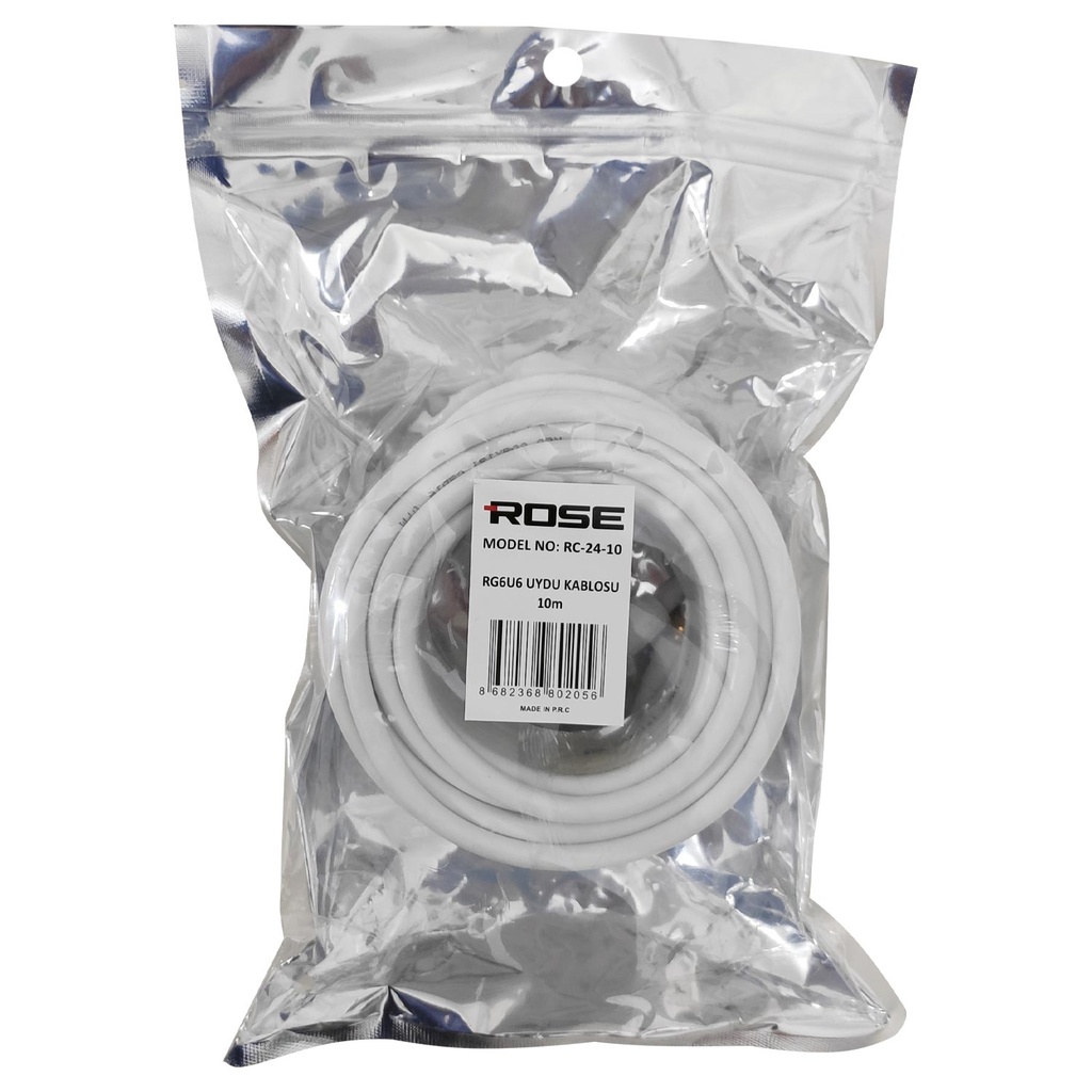 RG6 F Konnektörlü Hazır Anten Kablo 10mt Rose RC-24-10
