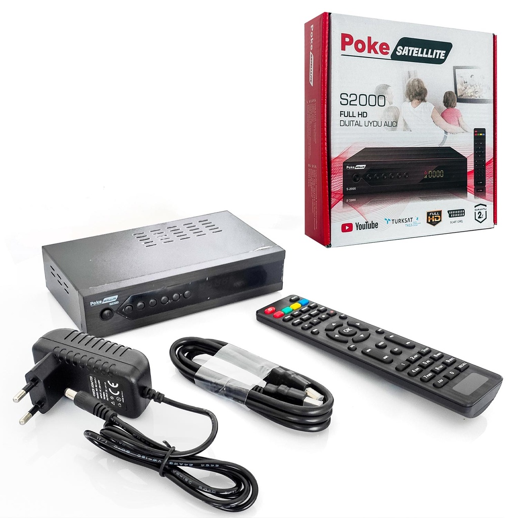 Full Hd Uydu Alıcı Kasalı Scartlı Free IP TV Wifi Youtube  PokeSat S2000