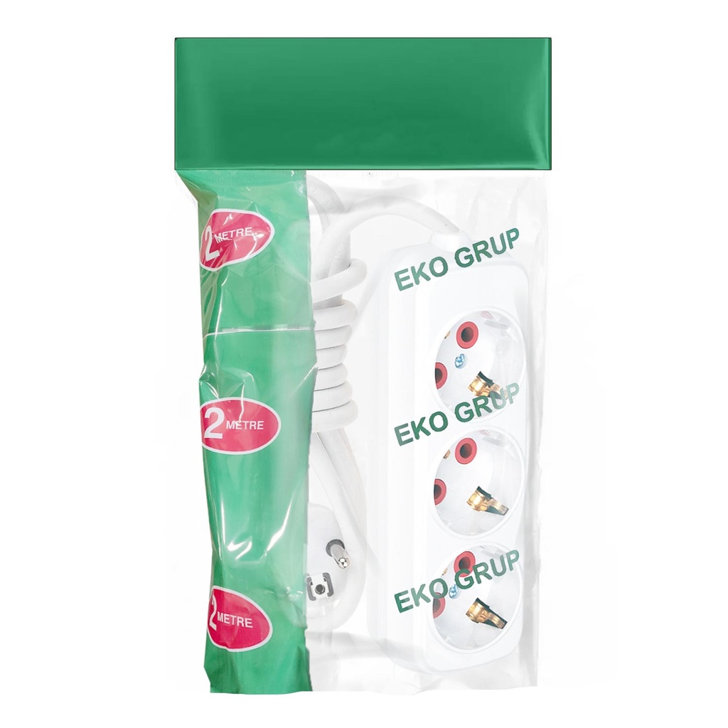 Üçlü Topraklı Grup Priz 2mt Eko AS T2