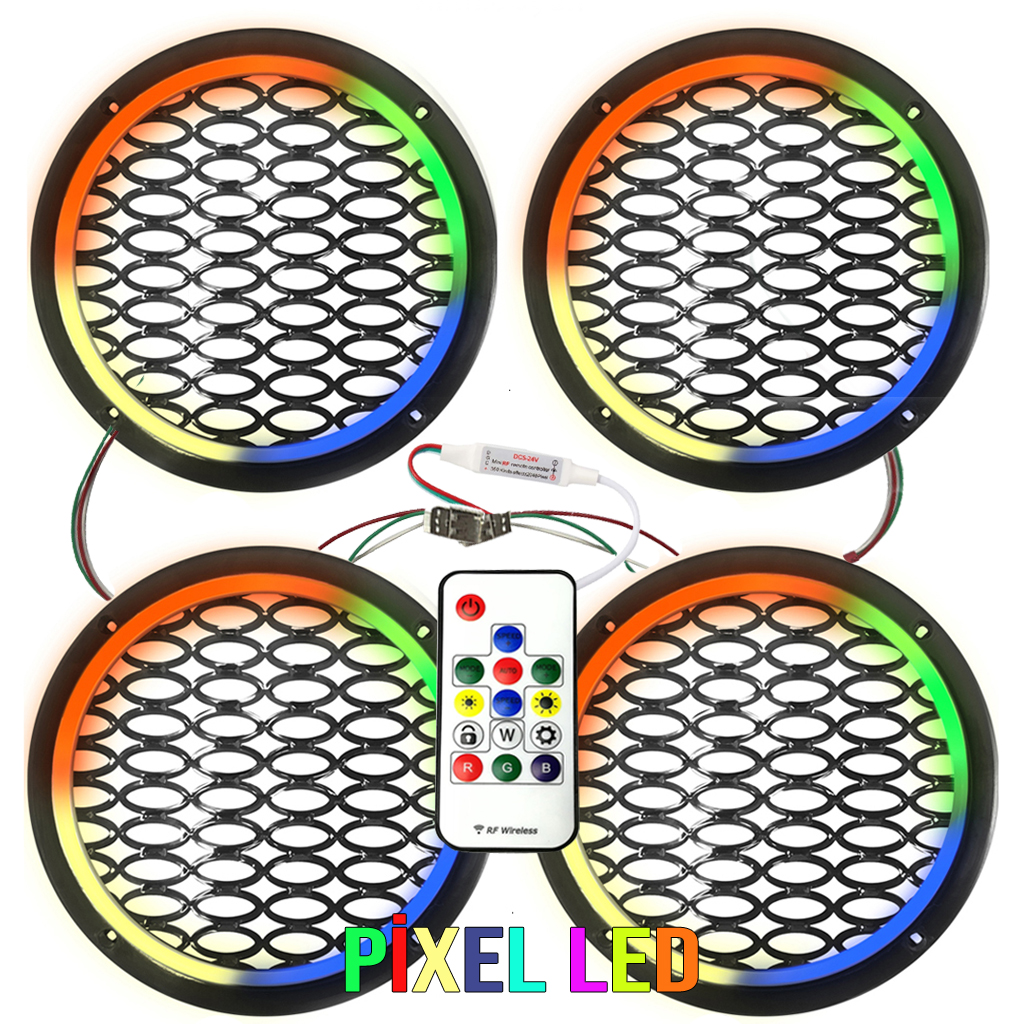 Pixel Ledli 16cm Hoparlör Kapak Animasyonlu 4 Adet Poke PK-5649   