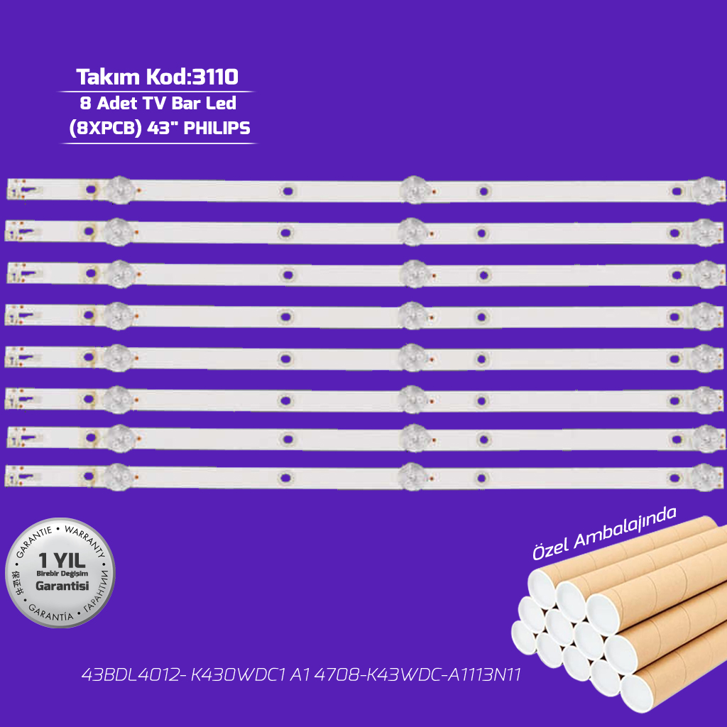 43'' K430Wdc1 A14708 K43Wdc A1113N11 Philips 8adet Tv Bar Led