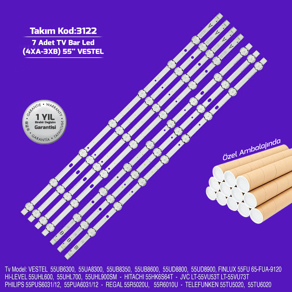 55'' Uhd Drt A Type B Type Vestel 7adet Tv Bar Led