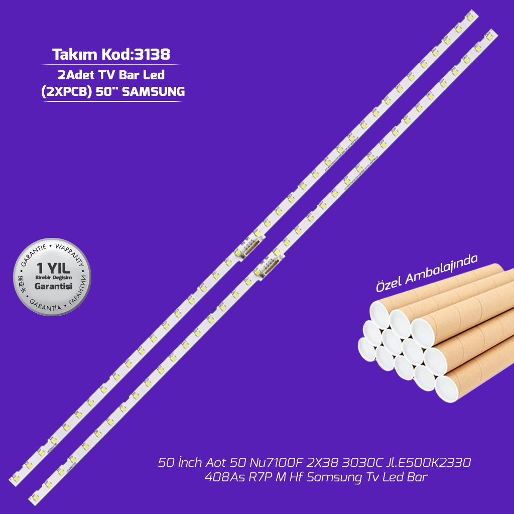 50'' Aot 50 Nu7100F 2X38 3030C Jl.E500K2330 408As R7P M Hf Samsung Tv Led Bar