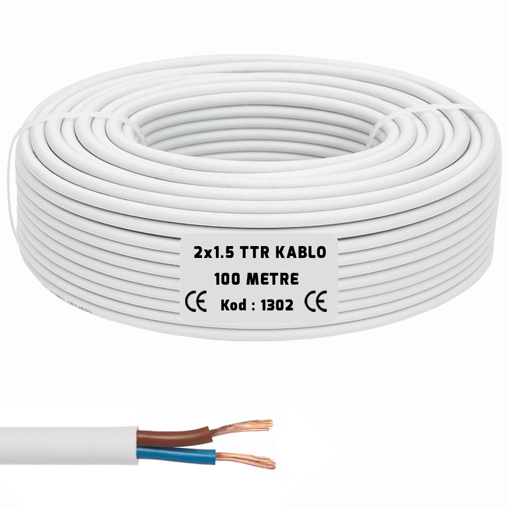 2x1.5 TTR Seslendirme Kablosu Beyaz 100mt BRK-215B