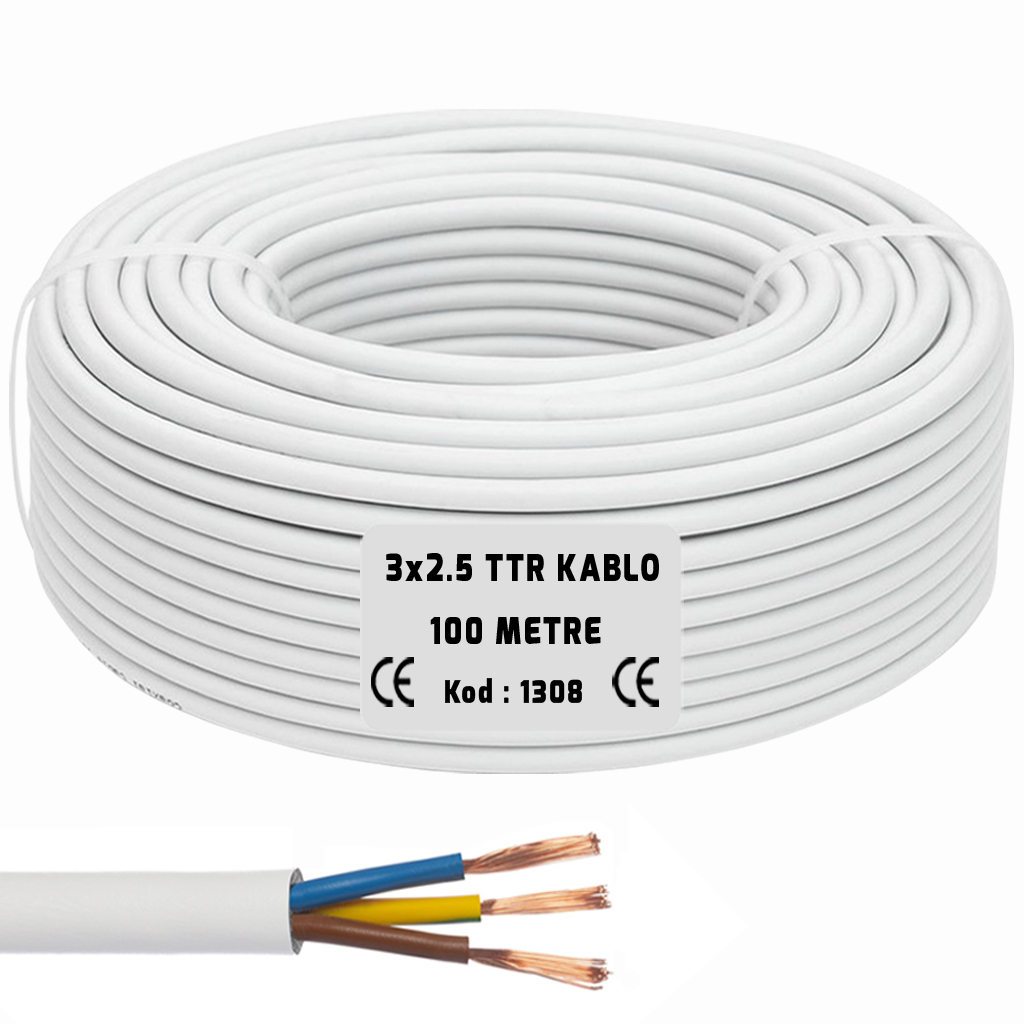3x2.5 TTR Seslendirme Kablosu Beyaz 100mt BRK-325B