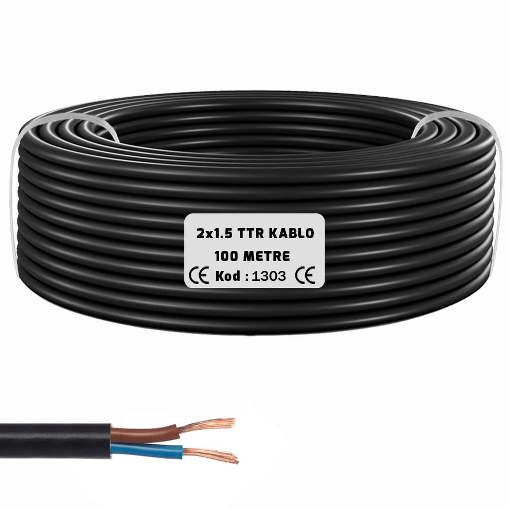 2x1.5 TTR Seslendirme Kablosu Siyah 100mt BRK-215S