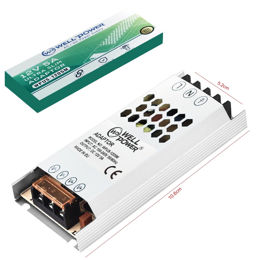 Slim Metal Kasa Adaptör 12v 5a Wellpower Wpus-1205M 