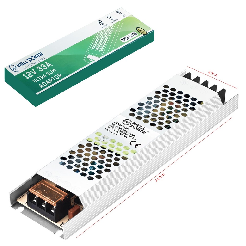 Slim Metal Kasa Adaptör 12v 33a Wellpower Wpus-1233M 
