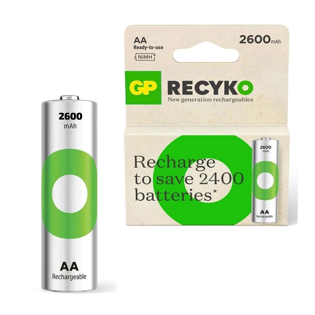 Şarjlı Pil AA Kalem 2600mah Ni-mh 2 Adet Recyko GP-2600 R30
