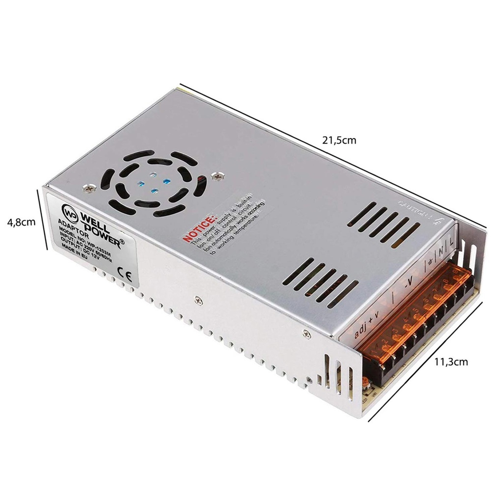 Metal Kasa Adaptör 12v 30a Wellpower WP-1230M 