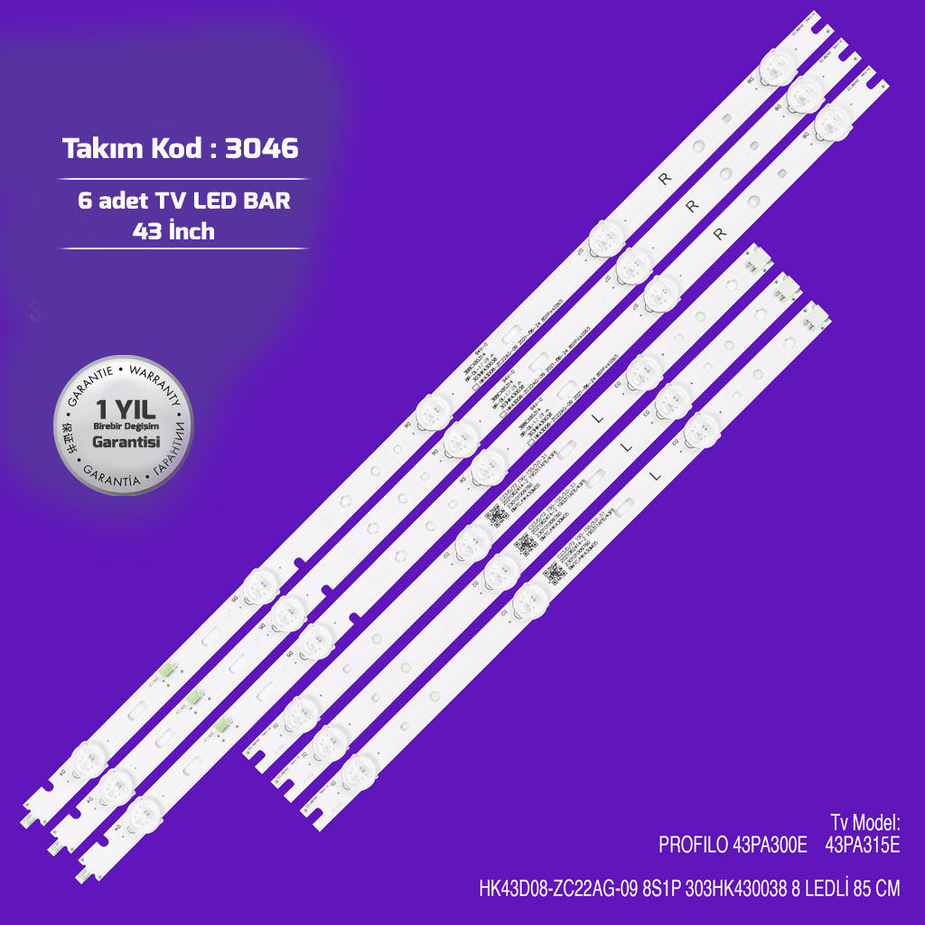 43'' 06 43F6 3X8 852X18 170903 303Hk430038 Hk43D08 Zc22Ag 09 2018 04 26 8S1P Hk430M05 43Pa300E 6adet Tv Bar Led
