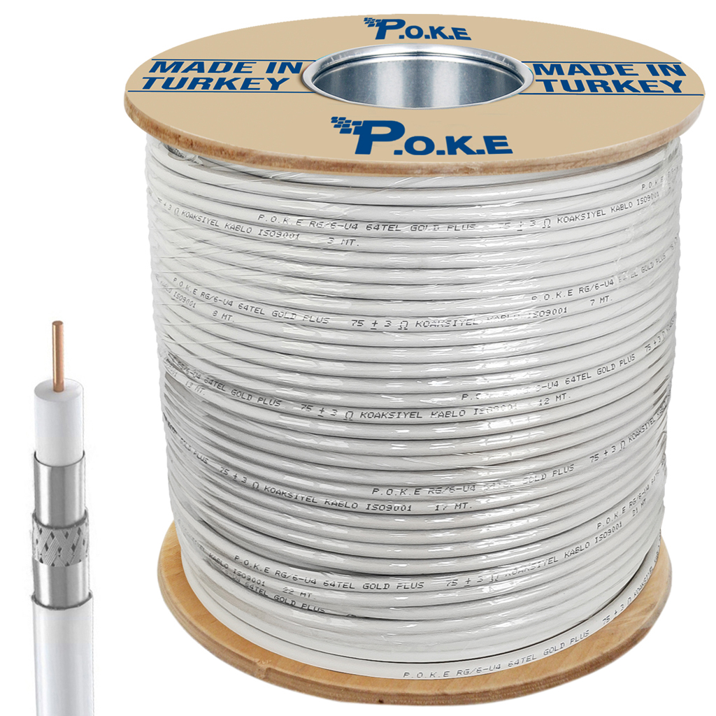 Anten Kablosu RG6/U4 64Tel 1.02 Trishield 300mt Poke PK-1094