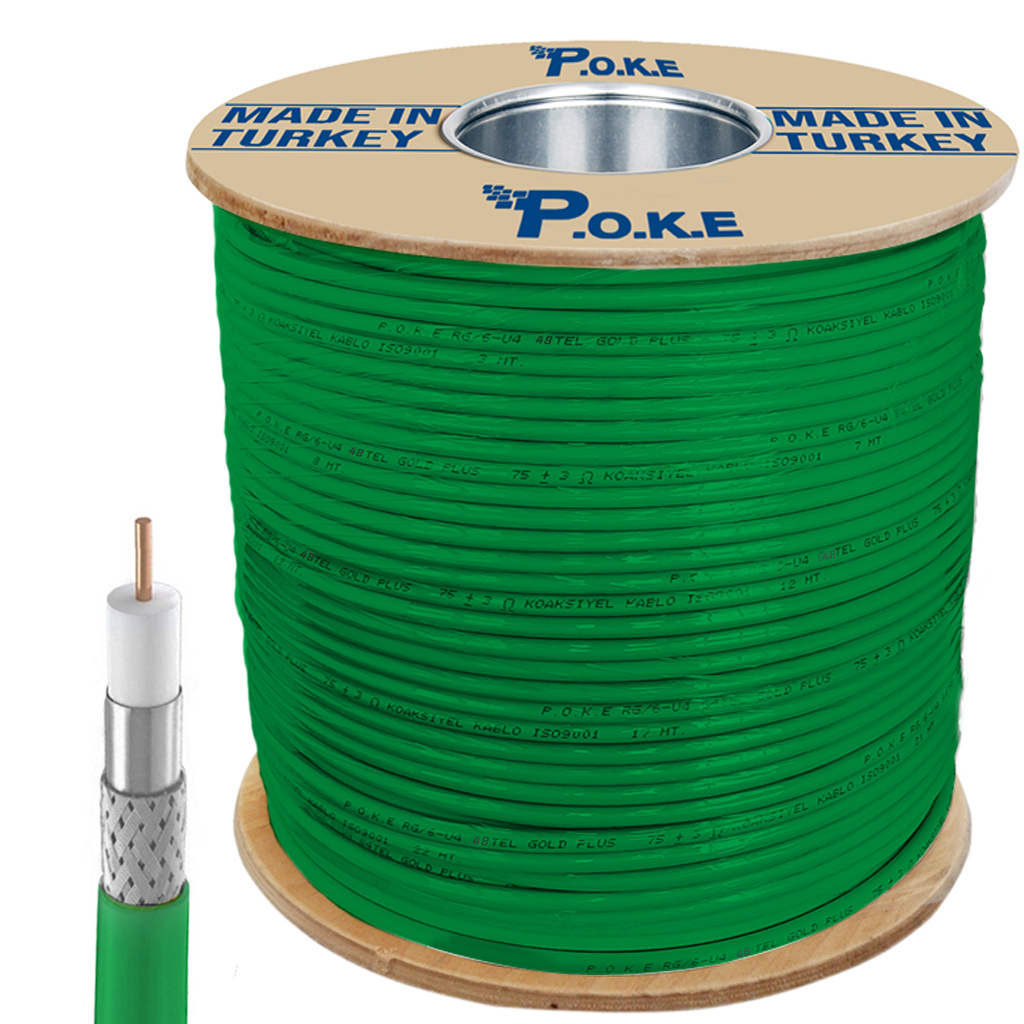 Anten Kablosu RG6/U4 48Tel Yeşil 300mt Poke Pk-1324