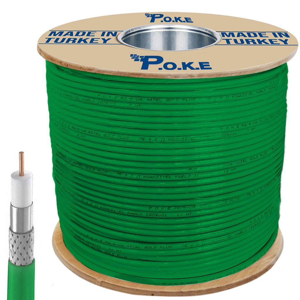 Anten Kablosu RG6/U4 48Tel Yeşil 500mt Poke Pk-1325