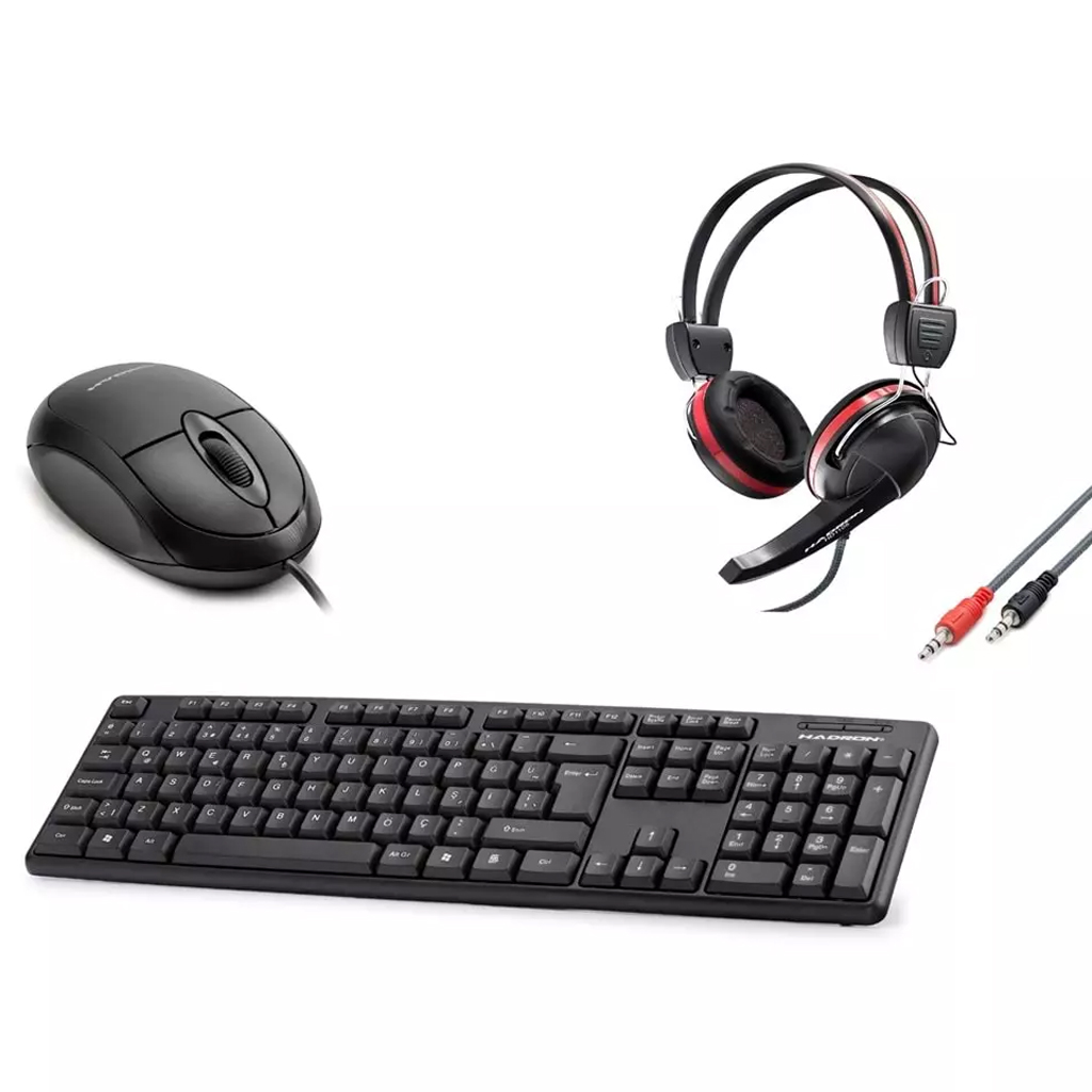 Kablolu Klavye Q Mouse Kulaklık Set Hadron Q-Set  R7