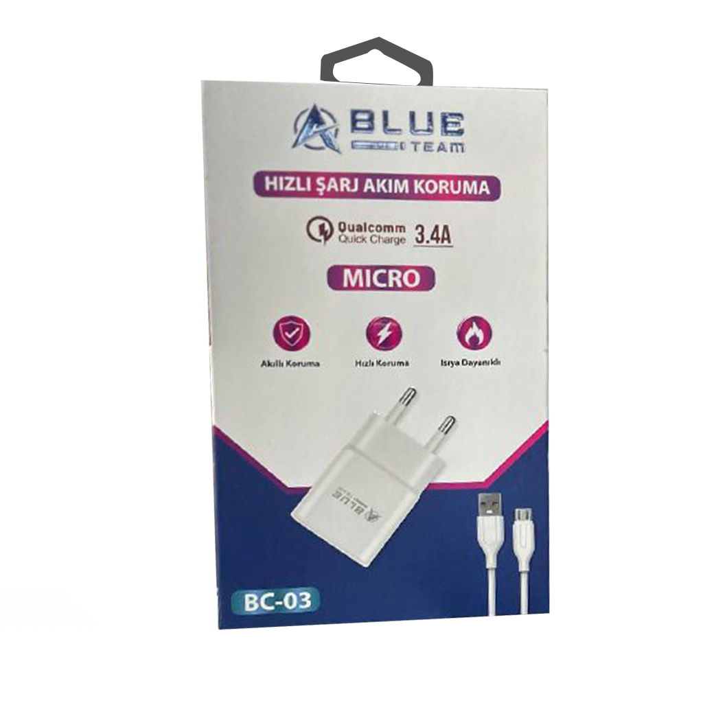 Şarj Adaptörü Micro Quick Qualcomm 3.4a Hızlı BlueTeam BC-03