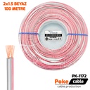 2x1.5 Hoparlör Kablosu Beyaz Kordon 100mt Poke Pk-1172