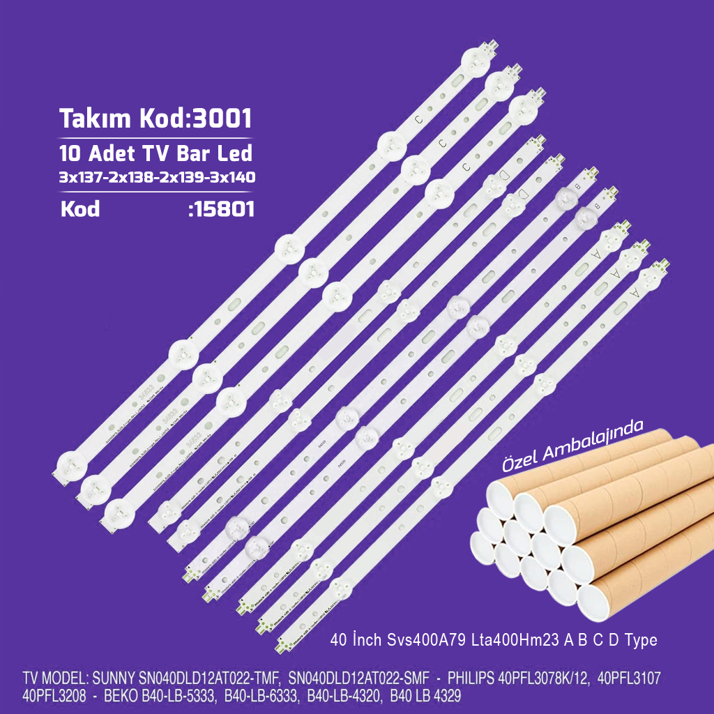 40'' Svs400A79 Lta400Hm23 A B C D Type 10adet Bar Led