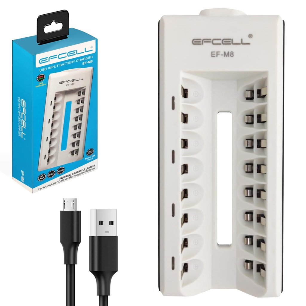 Pil Şarj Aleti 8li Usb AA-AAA Ni-Mh Ni-Cd Efcell EF-M8