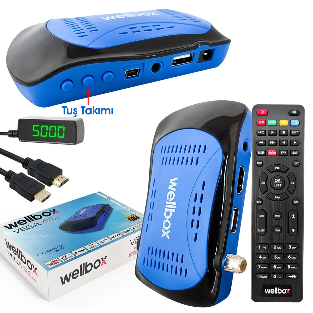 Uydu Alıcı Mini Hd Cihazdan Tuşlu Wellbox Vega  R41