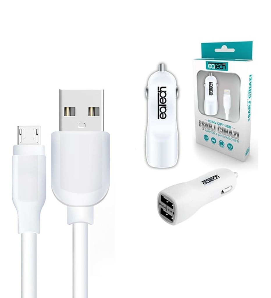 Micro Araç Şarj Adaptörü 2xUsb Eatech PK-5406  R32