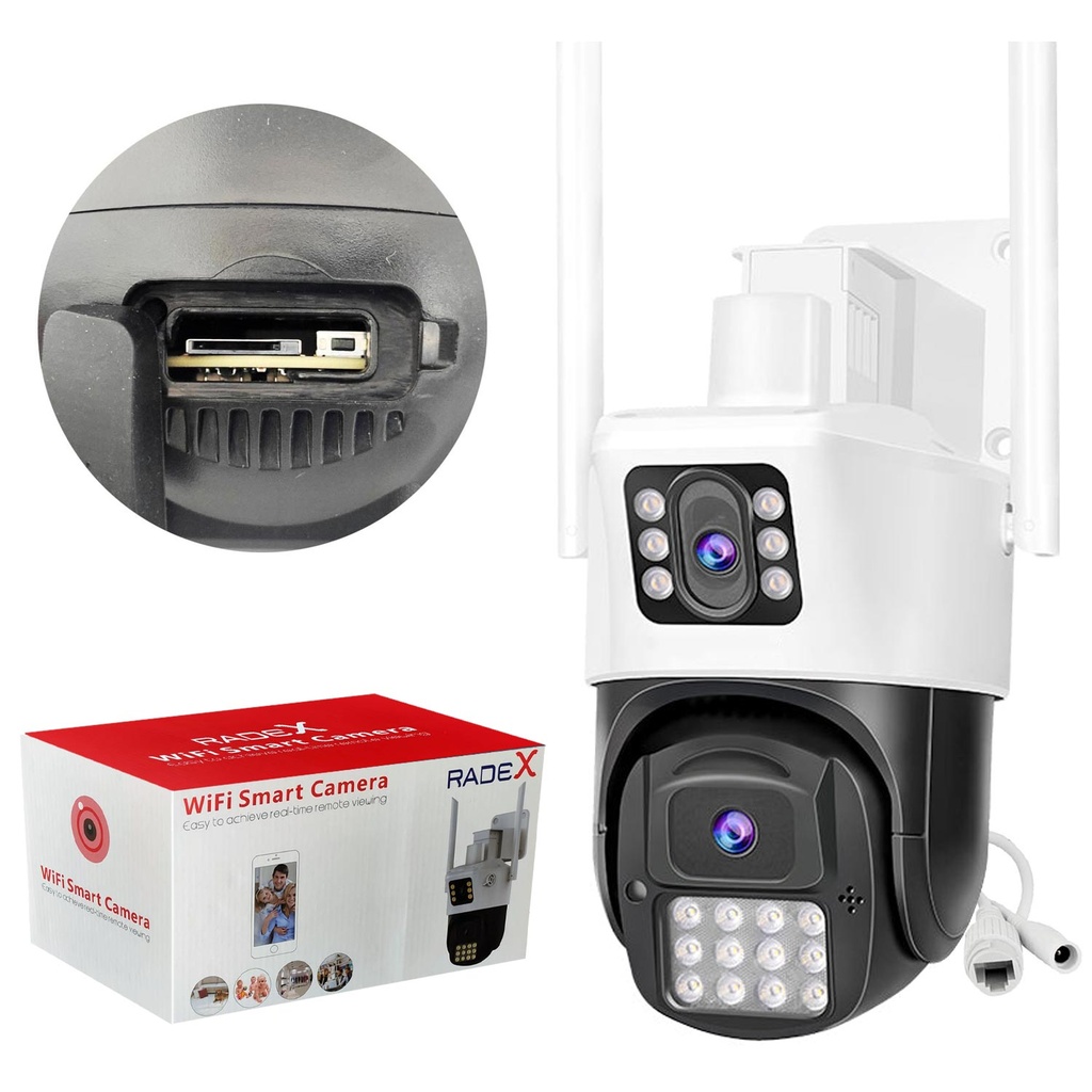Smart Güvenlik Kamerası 2 Kameralı 3+3mp Wi-Fi Ptz Renkli Gece Görüş Radex