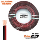 2x0.75 Hoparlör Kablosu Siyah Kordon 100mt Poke Pk-1169