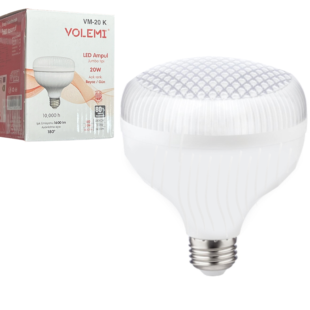 Kristal Led Ampul 220v 20w Beyaz E27 Volemi VM-20K