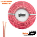 2x0.50 Hoparlör Kablosu Şeffaf Kordon 100mt Poke PK-1165