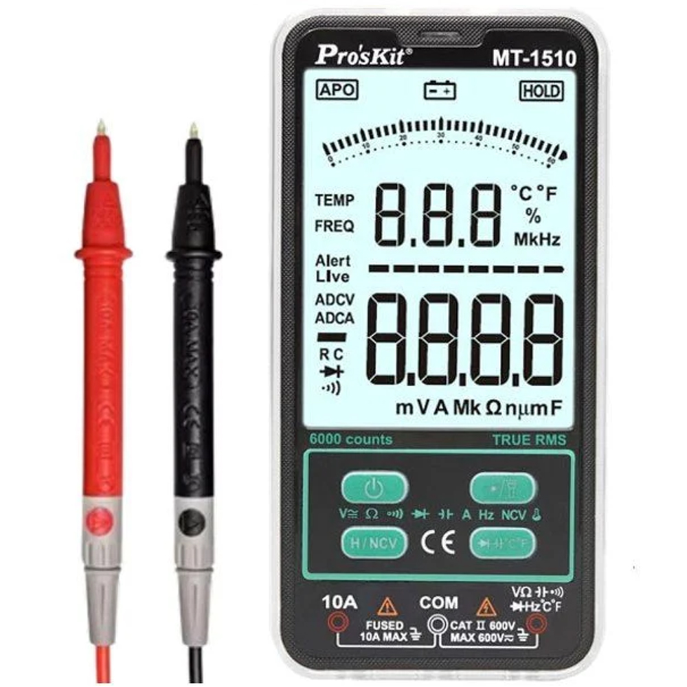 Akıllı Ölçü Aleti Dijital CAT II 600v AC/DC True-Rms NCV Proskit MT-1510