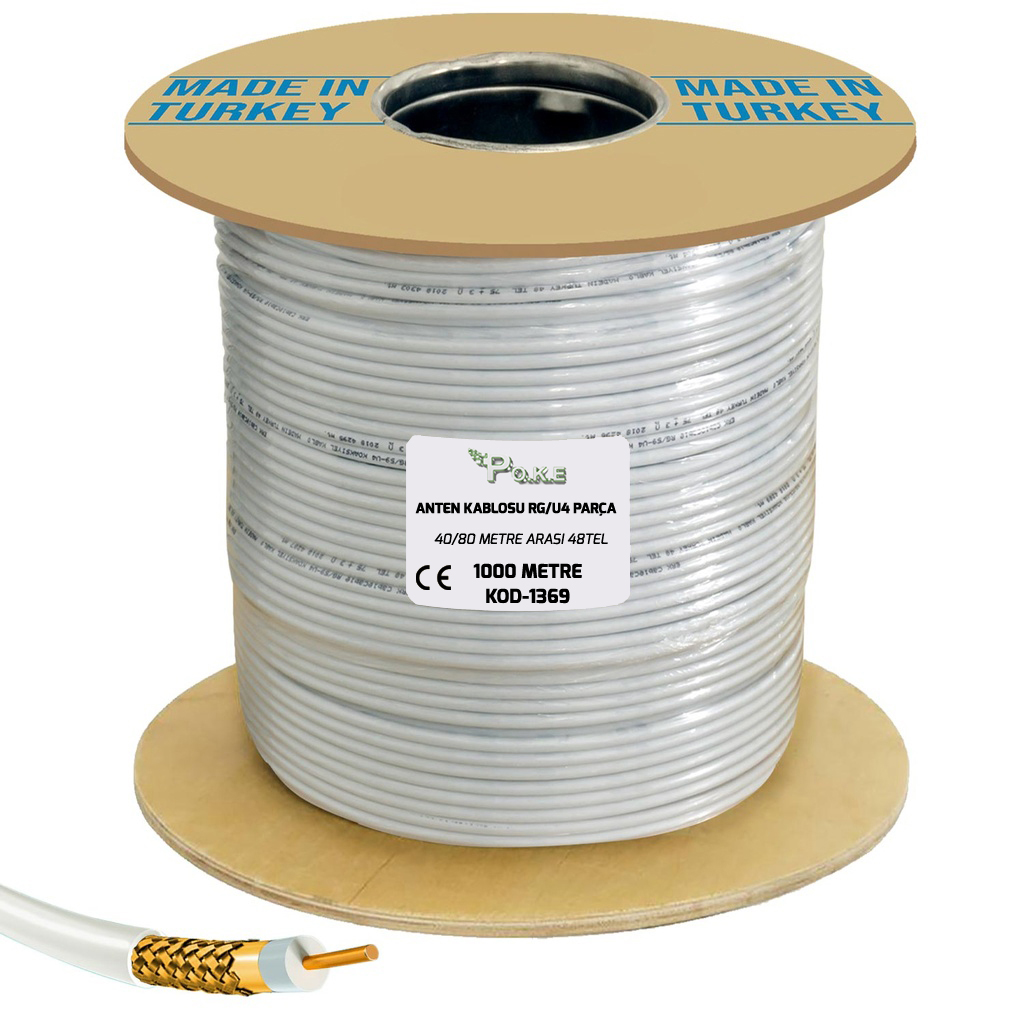 Anten Kablosu RG6/U4 Parça 64Tel 1000mt Poke PK-1369