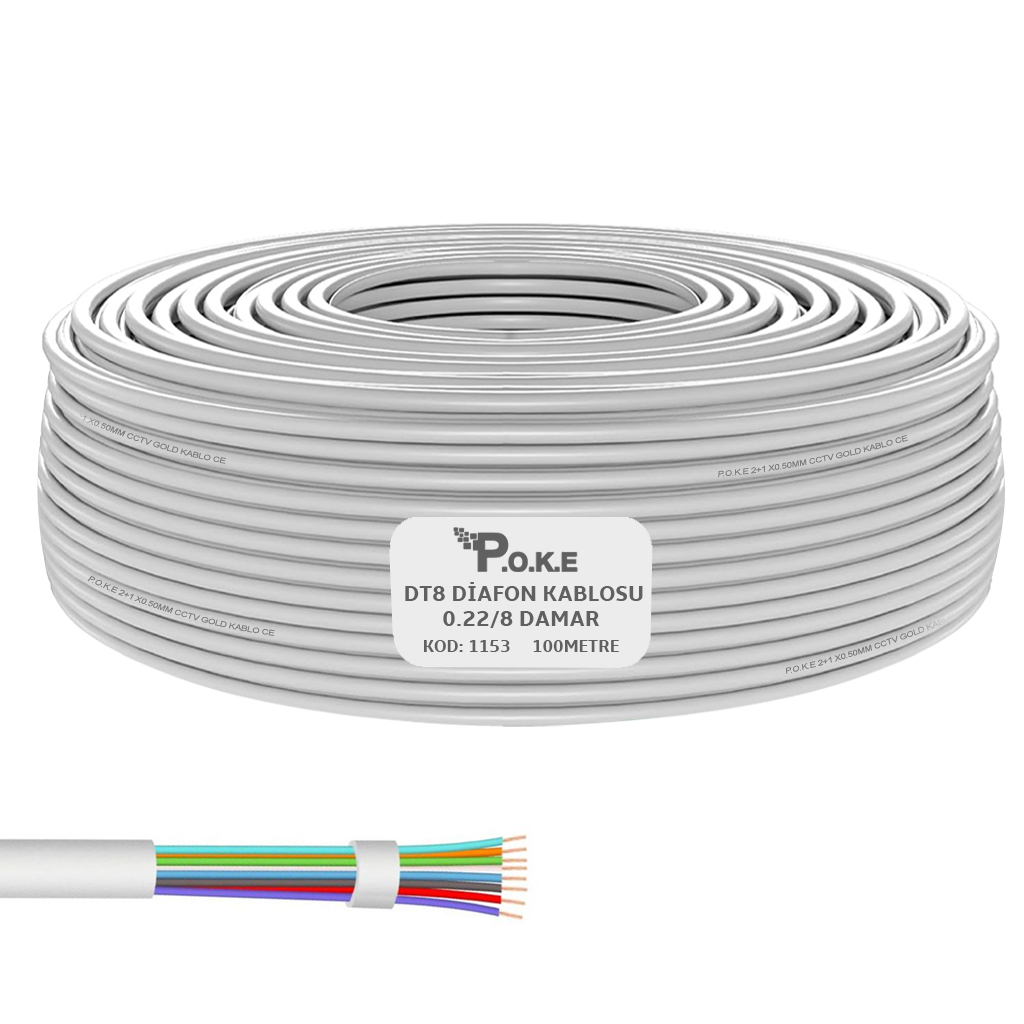 DT8 Diafon Kablosu 100mt Poke Pk-1153