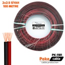 2x2.5 Hoparlör Kablosu Siyah Kordon 100mt Poke PK-1181 