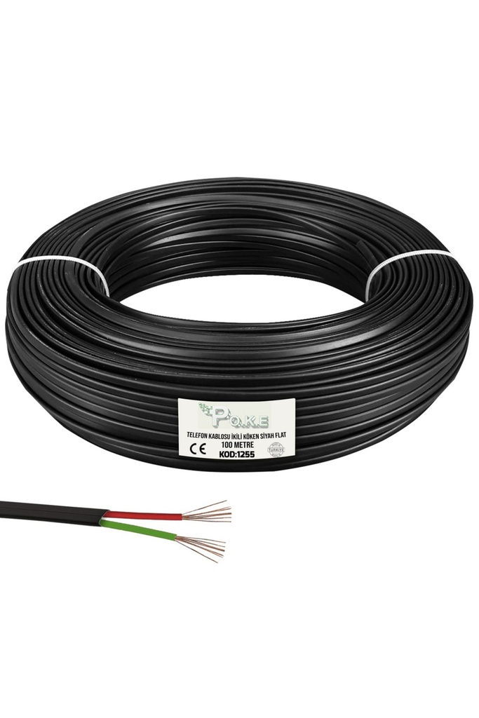 Telefon Kablosu İkili Köken 100mt Siyah Poke Pk-1255