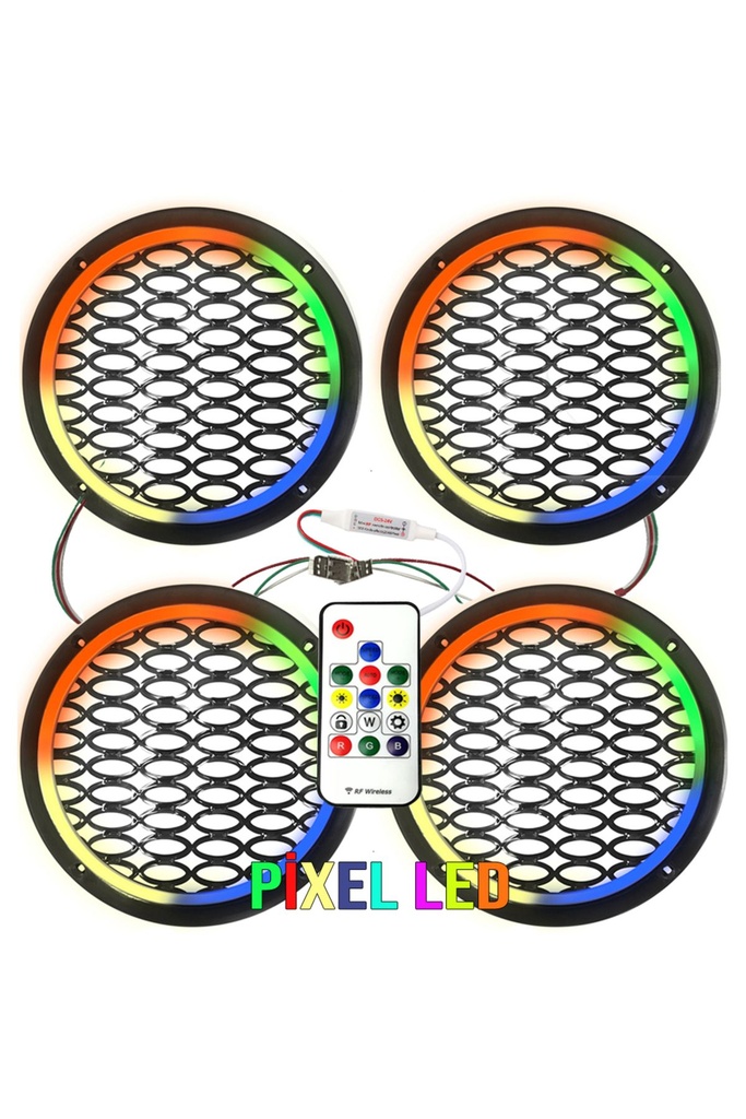 Pixel Ledli 16cm Hoparlör Kapak Animasyonlu 4 Adet Poke PK-5649   