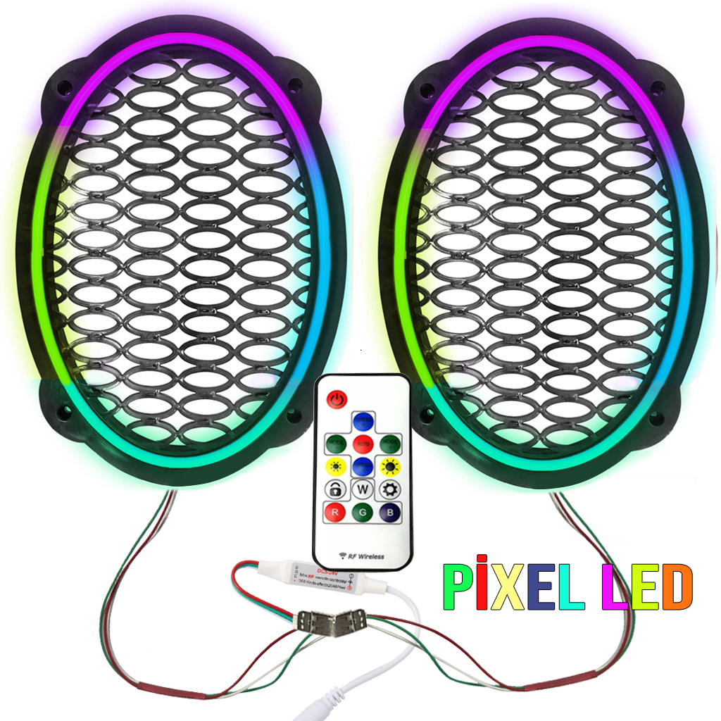 Pixel Ledli Oval Hoparlör Kapak 2 Adet Poke PK-5652