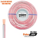 2x0.50 Hoparlör Kablosu Kordon Beyaz 100mt Poke Pk-1162